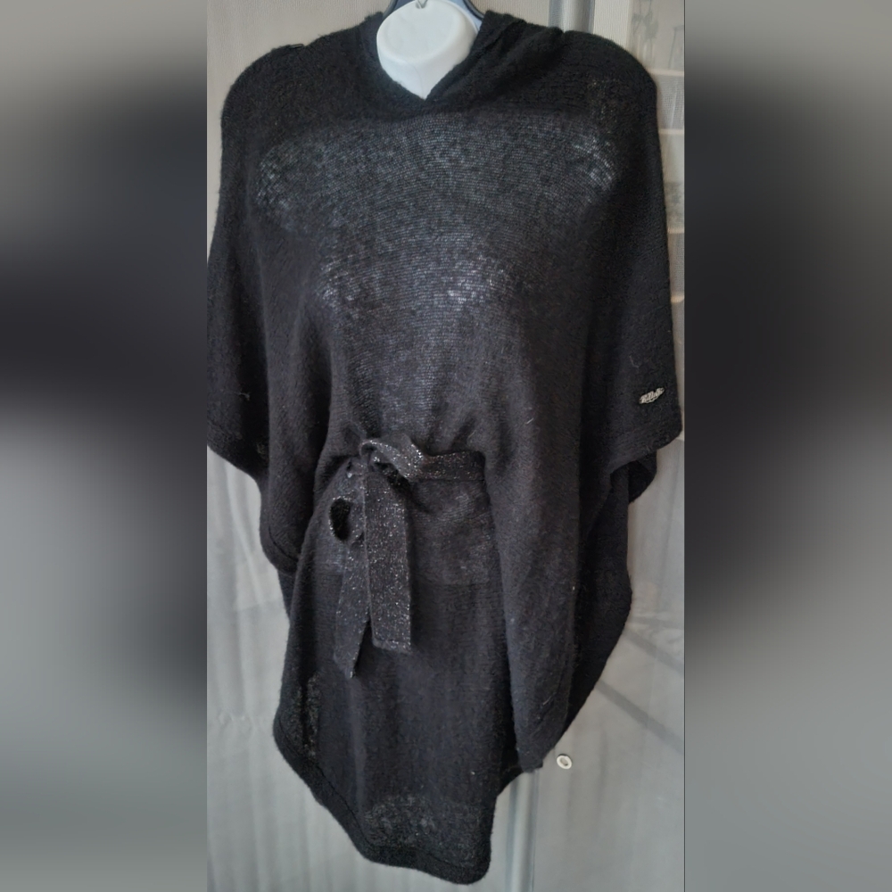 Killah Babe Miss Sixtt Black Knit Belted Poncho ONE size